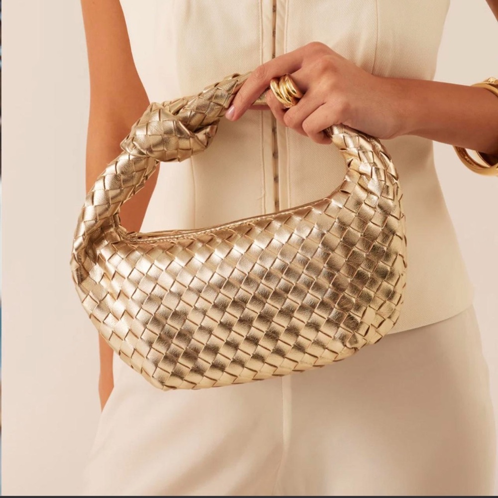 Gold Woven Shoulder Bag